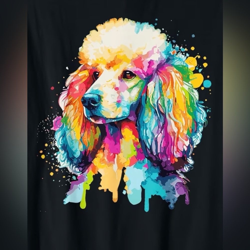 Unisex Colorful Poodle Graphic Dog T-Shirt - Picture 2 of 6